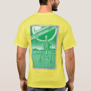 Green und Yellow Retro Sci-fi Pixel Art Skeleton T-Shirt