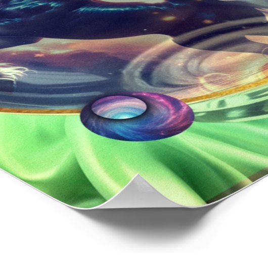 Green Unicorn Globe Poster (Ecke)