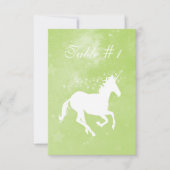 Green Unicorn Wedding Reception Table Card Einladung (Vorderseite)
