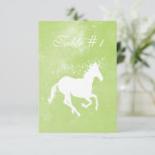 Green Unicorn Wedding Reception Table Card Einladung (Stehend Vorderseite)