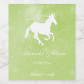 Green Unicorn Wedding Wine Label Weinetikett (Einzelnes Label)