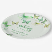 Green Unisex A Litte Butterfly Baby Dusche Pappteller (Schrägansicht)