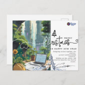 Green Urban Architect Minimalist Christmas Postkarte (Vorne/Hinten)