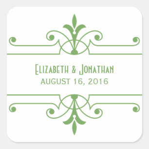 Green v2 Extravagante Ornamental Wedding Stickers