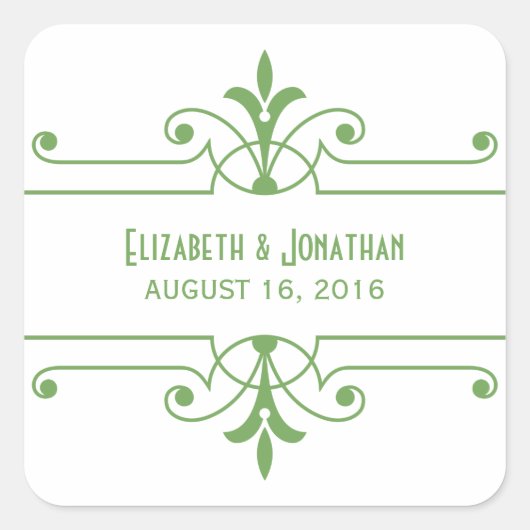 Green v2 Extravagante Ornamental Wedding Stickers (Vorderseite)