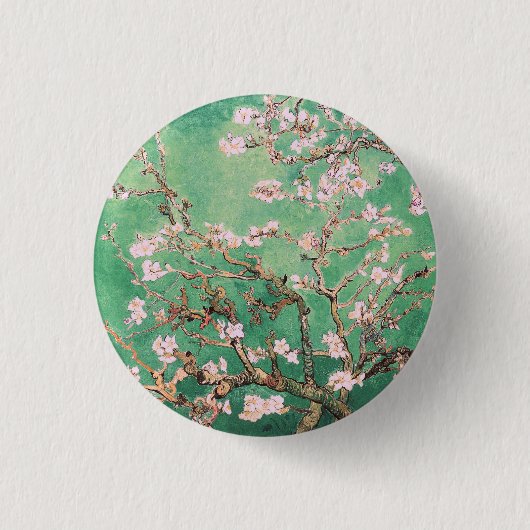 Green Van Gogh Almond Bllossoms Button (Vorderseite)