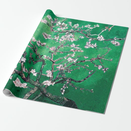 Green Van Gogh Almond Bllossoms Geschenkpapier (Ungerollt)