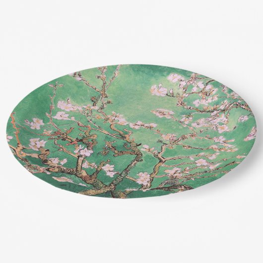 Green Van Gogh Almond Bllossoms Pappteller (Schrägansicht)