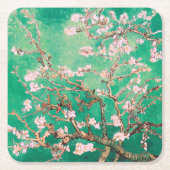 Green Van Gogh Almond Bllossoms Rechteckiger Pappuntersetzer (Vorderseite)