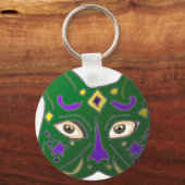 Green Venetian Cat Mask Design Key Ring Schlüsselanhänger (Vorderseite)