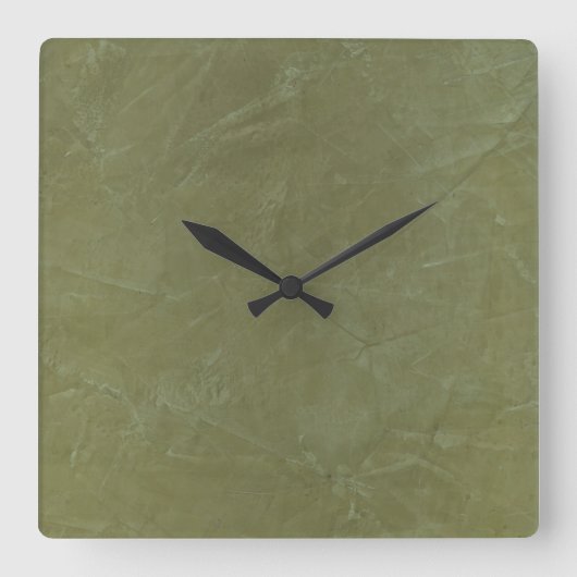Green Venetian Plaster Square Wallclock Quadratische Wanduhr (Vorderseite)