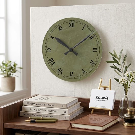 Green Venetian Plaster Wallclock Runde Wanduhr