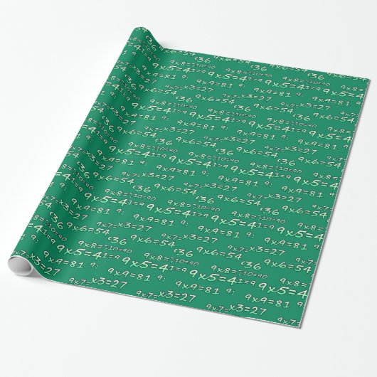 GREEN - VERDE, Tabelle VON 9, 9 - TIMES TABLE - Geschenkpapier (Ungerollt)