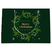 Green Verlass Snowflake Frohe Weihnachten Große Geschenktüte (Vorderseite)