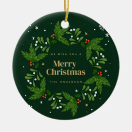 Green Verlass Snowflake Frohe Weihnachten Keramik Ornament