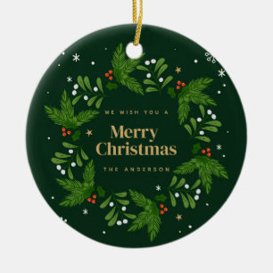 Green Verlass Snowflake Frohe Weihnachten Keramik Ornament
