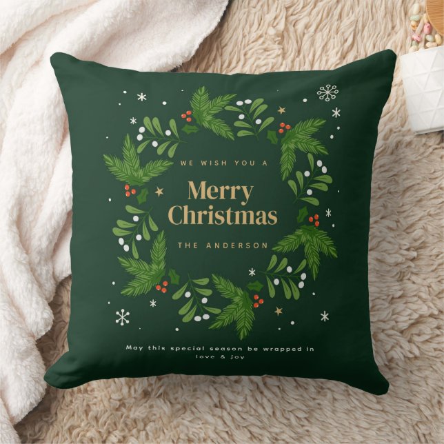 Green Verlass Snowflake Frohe Weihnachten Kissen (Decke)