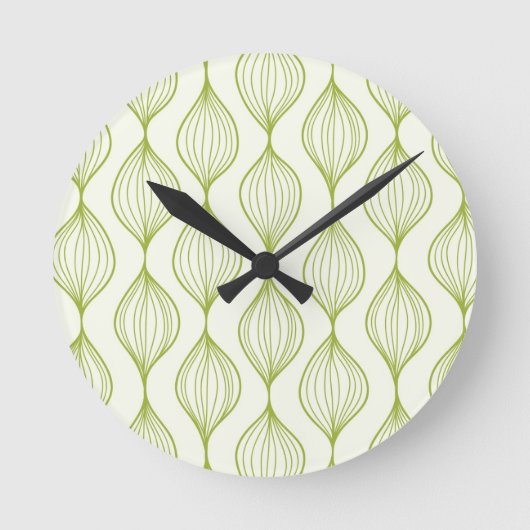 Green vertical ogee pattern background runde wanduhr (Vorderseite)