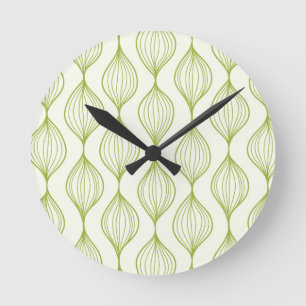 Green vertical ogee pattern background runde wanduhr