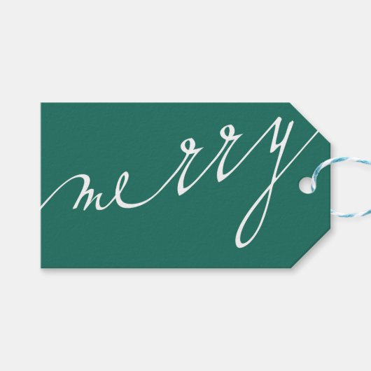 Green Very Merry Custom Foto Weihnachten Geschenkanhänger (Vorderseite (Horizontal))