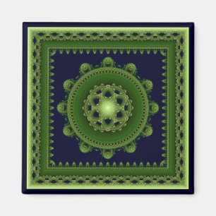 Green verziert gerahmt Mandala Magnet