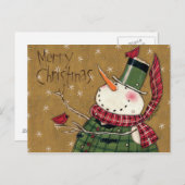 Green Vested Snowman Postkarte (Vorne/Hinten)