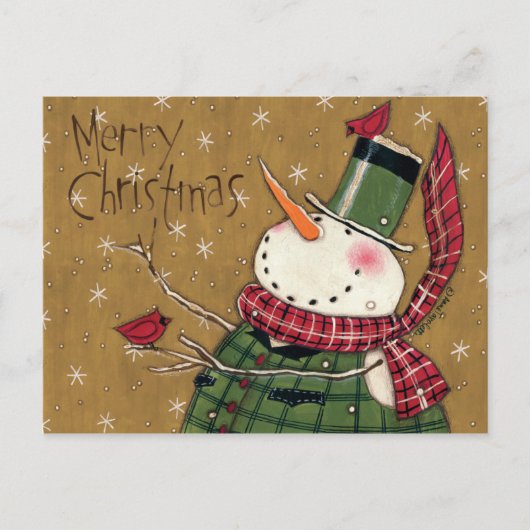 Green Vested Snowman Postkarte (Vorderseite)