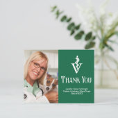 Green Veterinarian Foto Custom Vielen Dank Postkarte (Stehend Vorderseite)