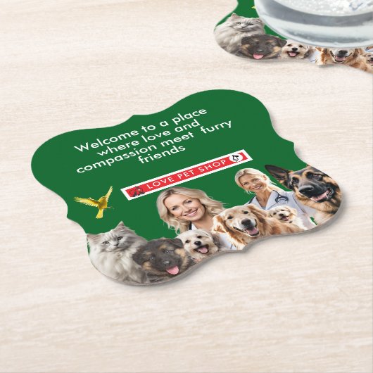 Green Veterinary Clinic Dogs Pet Shops antistress Untersetzer (angewinkelt)