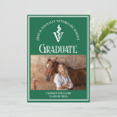 Green Veterinary School Foto Custom Abschluss Ankündigung (Stehend Vorderseite)