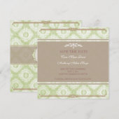 Green Victoria Damask Save the Date Karte (Vorne/Hinten)