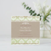 Green Victoria Damask Save the Date Karte (Stehend Vorderseite)