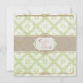 Green Victoria Damask Save the Date Karte (Rückseite)