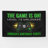 Green Video Game Birthday Banner (Horizontal)