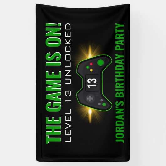 Green Video Game Birthday Banner (Vertikal)