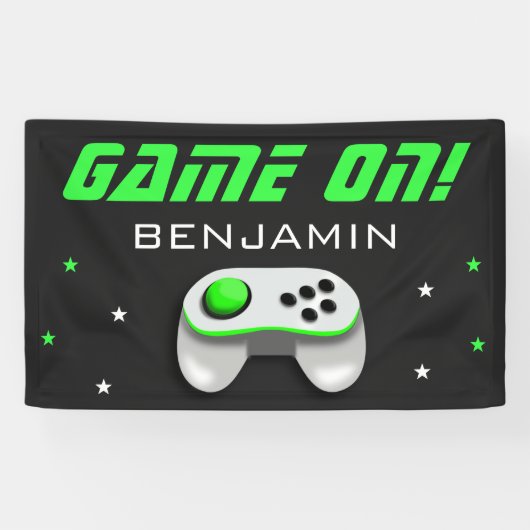 Green Video Game Birthday Party Banner (Horizontal)