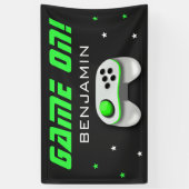 Green Video Game Birthday Party Banner (Vertikal)