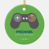 Green Video Game Controller Kids Weihnachten Keramik Ornament (Vorne)