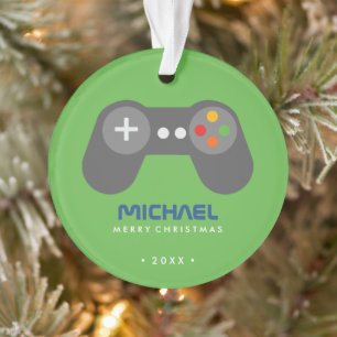Green Video Game Controller Kids Weihnachten Ornament