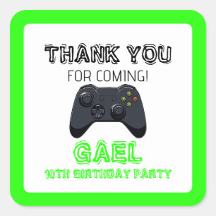 Green Video Game Gamer Boy Truck Quadratischer Aufkleber