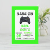 Green Video Game Truck Geburtstag Einladung (Stehend Vorderseite)