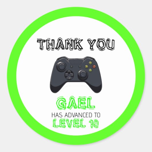 Green Video Game Truck Geburtstag Runder Aufkleber (Vorderseite)