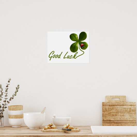 Green Viel Glück Clover Ladybug St. Patrick's Day Poster (Küche)