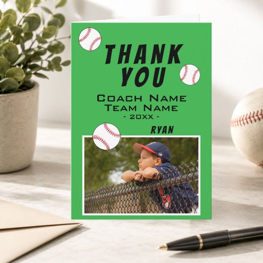 Green Vielen Dank, dass du Baseball-Ball-Fotokarte Dankeskarte
