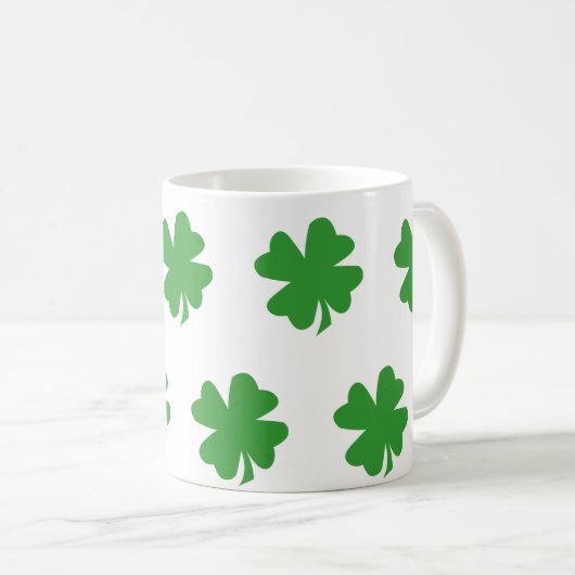 Green Vierblättriges Kleeblatt Minimal Kaffeetasse (VorderseiteRechts)