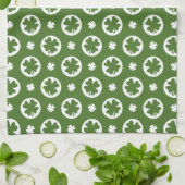 Green Vierblättriges Kleeblatt Pattern Geschirrtuch (Gefaltet)
