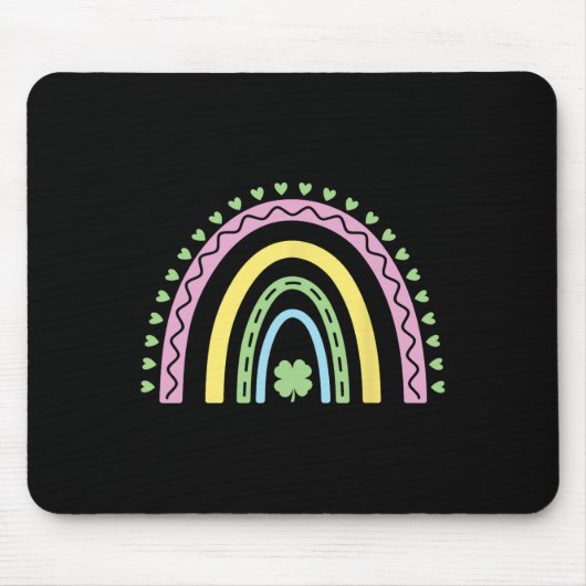 Green Vierblättriges Kleeblatt Rainbow St Patrick' Mousepad (Vorne)