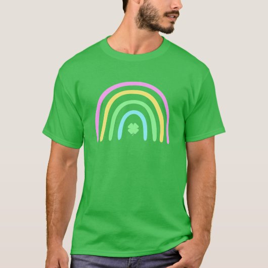 Green Vierblättriges Kleeblatt Rainbow St Patrick' T-Shirt (Vorderseite)