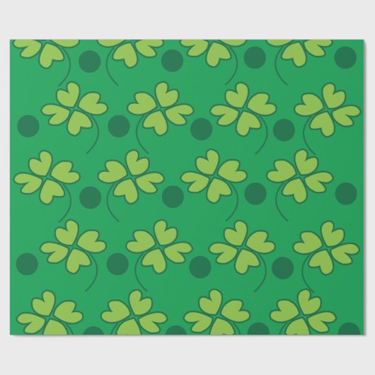 Green Vierblättriges Kleeblatt St Patricks Day Geschenkpapier (Flach)