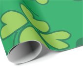 Green Vierblättriges Kleeblatt St Patricks Day Geschenkpapier (Rolleneckpunkt)